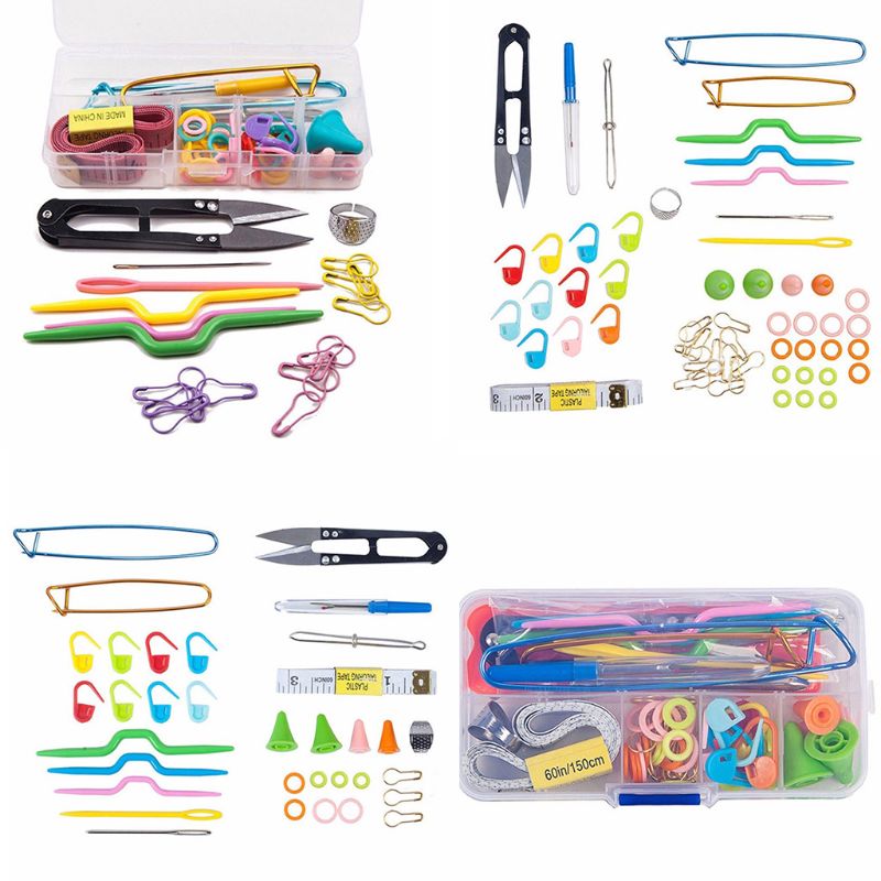 DIY Handwerk Stricken Nadeln Werkzeuge Set Häkeln Haken Clip Stich Marker Schere