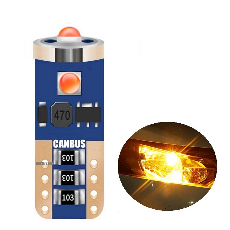 1Pcs T10 W5W WY5W 501 2825 168 Super Bright LED Car Lights Auto Marker Lamp Wedge Tail Side Bulb White Red Yellow: Yellow