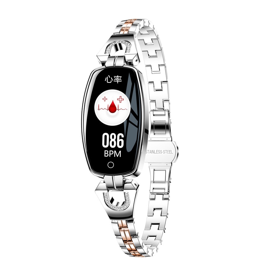 Smart watch  e68 h8 kvindelig smart armbånd blodtrykspulsmåler skridttæller fitness tracker bedre end  z18: H8 sølv