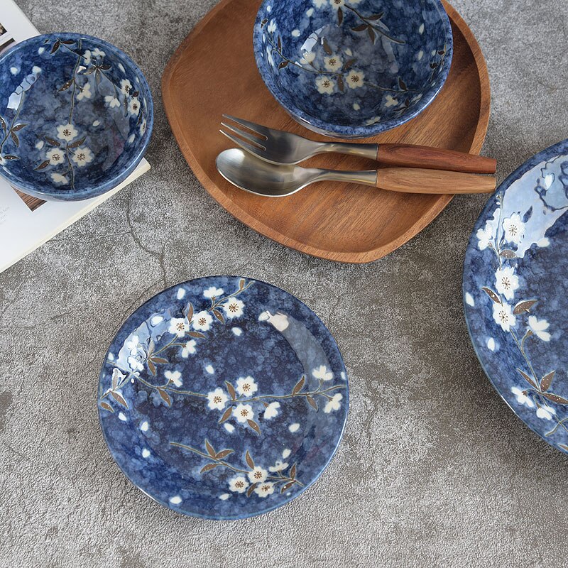 Japanese Ceramic Plate Set Dinner Modern Porcelain Dessert Salad Plates Restaurant Serving Plateau De Service Tableware DL60PZ