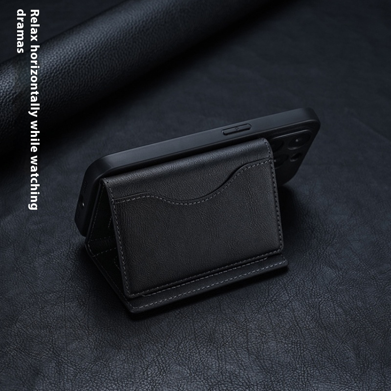 Bolsa carteira de couro magnética para iphone 17 16 15 pro max titular do cartão bolsa de telefone capa protetora com três dobras sacos magnéticos
