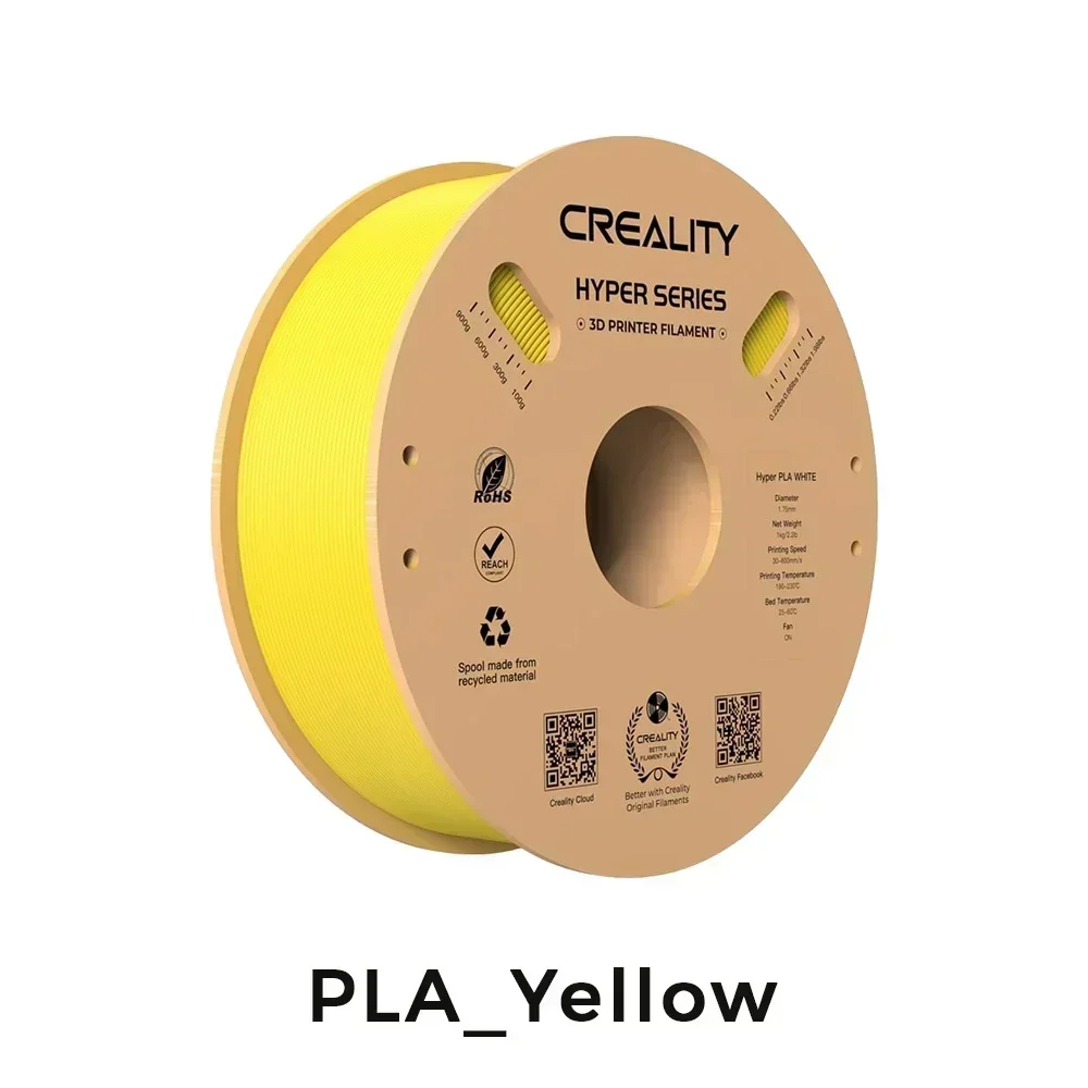 Creality Hyper Series PLA Filament Multiple Colors 1.75mm 1KG 30-600mm/s High Speed High Precision Printing 3D Printer Materials: Yellow