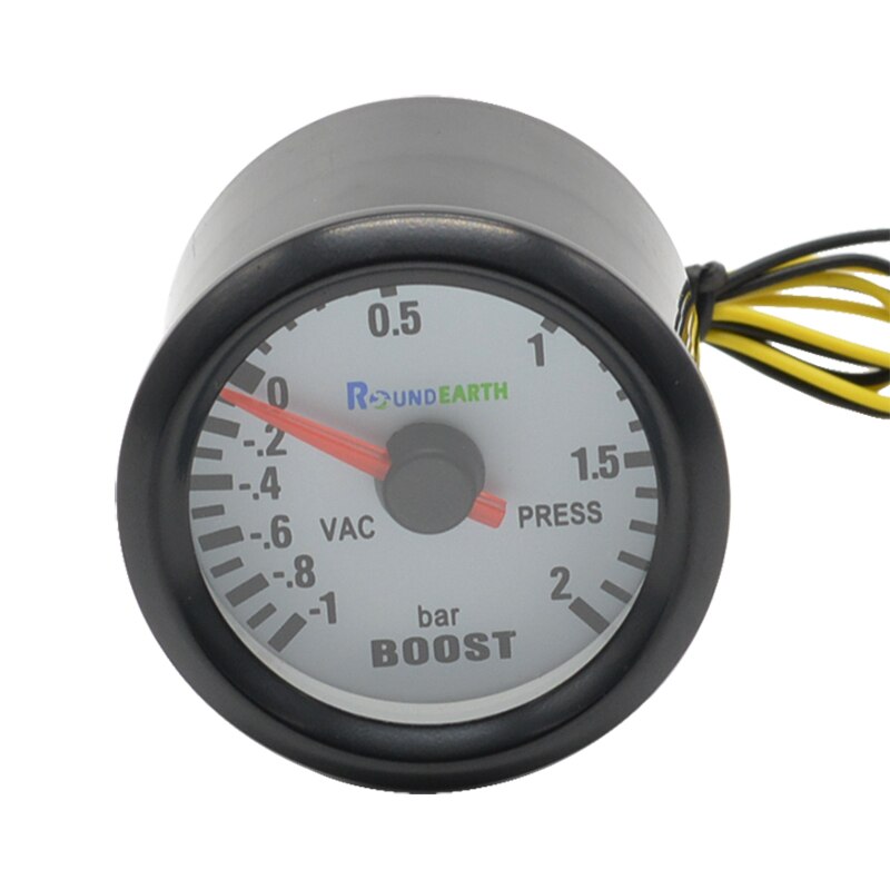 Medidor de Turbo de 52mm para coche, indicador de Turbin -1 ~ 2 Bar, puntero de reloj, Vacuumd, instrumento medidor,: Black shell