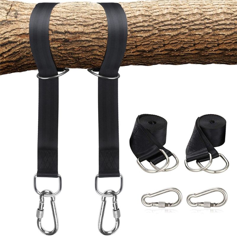 Tree Swing Hanging Straps Kit Holds 2000 lbs 5ft Extra Long Straps With Safer Lock Snap Carabiner Hooks Perfect For Tree Swing &