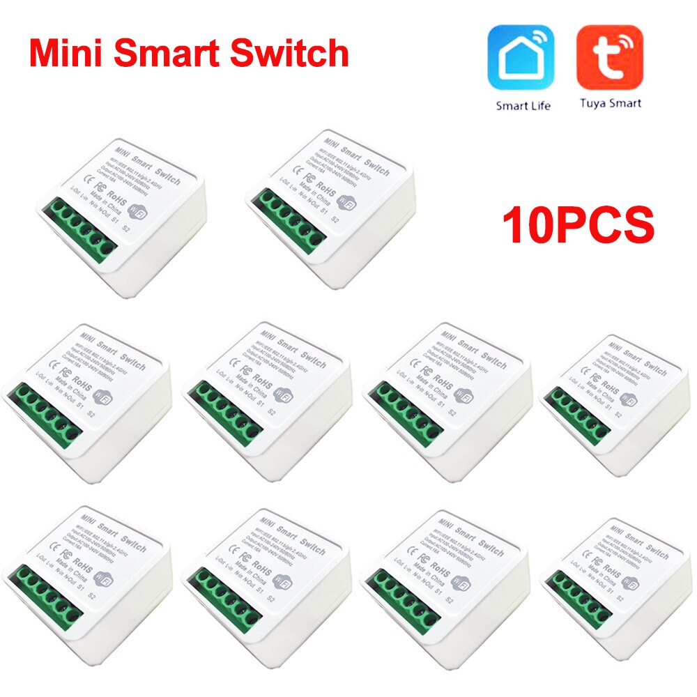 Tuya Mini Smart Switch Smart Home Two Way Remote Control 16A DIY Wifi Switch Via Smart Life APP Work with Alexa Google Home: Tuya Mini 10PCS