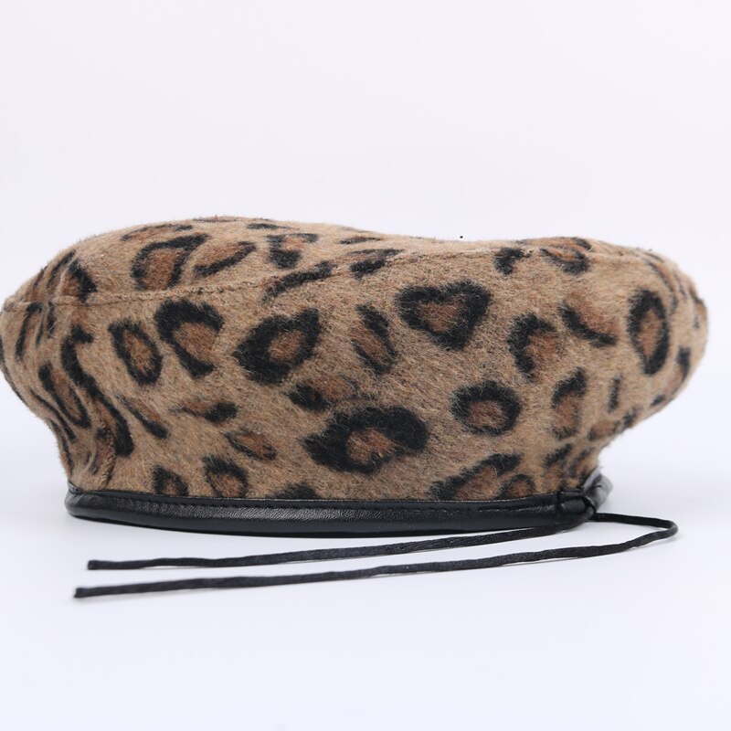 Idopy Damen Baskenmütze Leopard Print - Flat Cap Navy Mit Visier