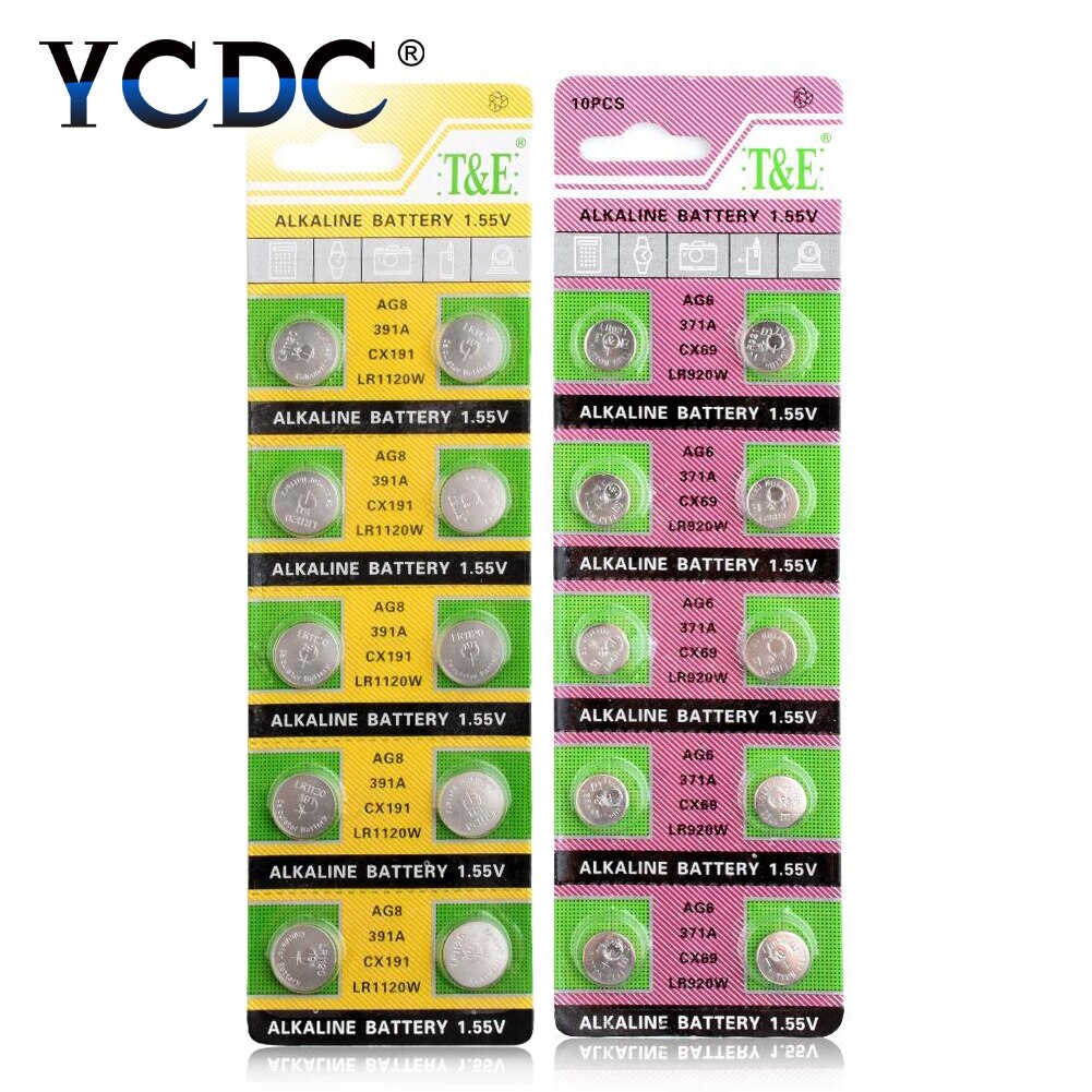 YCDC 10pcs button cell battery AG6 AG12 AG8 AG9 AG10 AG11 1.5V lr1130 bateria pile ag6 pour montre