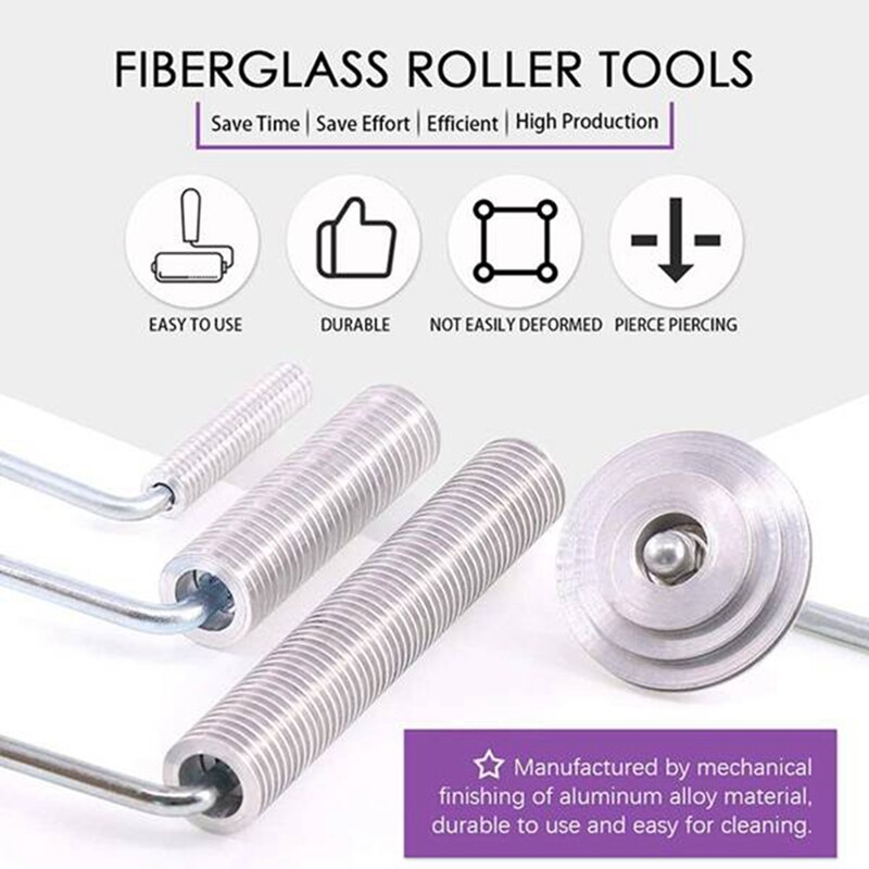 Kit de rouleaux verticaux en plastique renforcé de fibres de verre, 5 pièces, bandes de palette en aluminium, pour travaux de réparation de bateau et baignoire