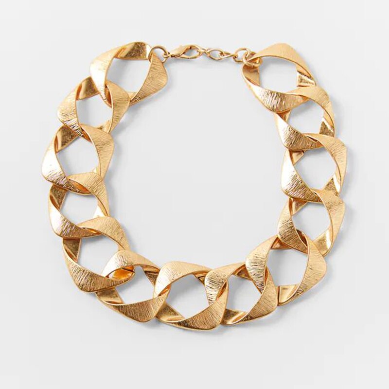 Za Vintage Statement Hyperbole Gold Metalen Ketting Vrouwen Ketting Geometrische Choker Vrouwelijke Ketting Sieraden