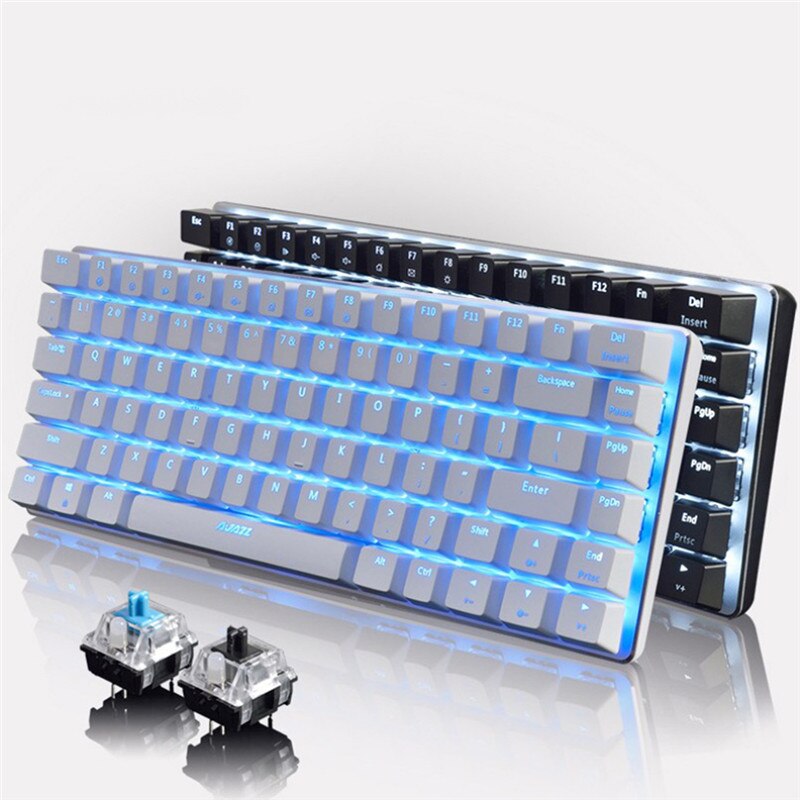 Ajazz AK33 82 klawisze przewodowa mechaniczna klawiatura do gier RGB niebieski przełącznik do gry komputerowe z ergonomicznymi chłodnymi podświetlany diodami LED nowość