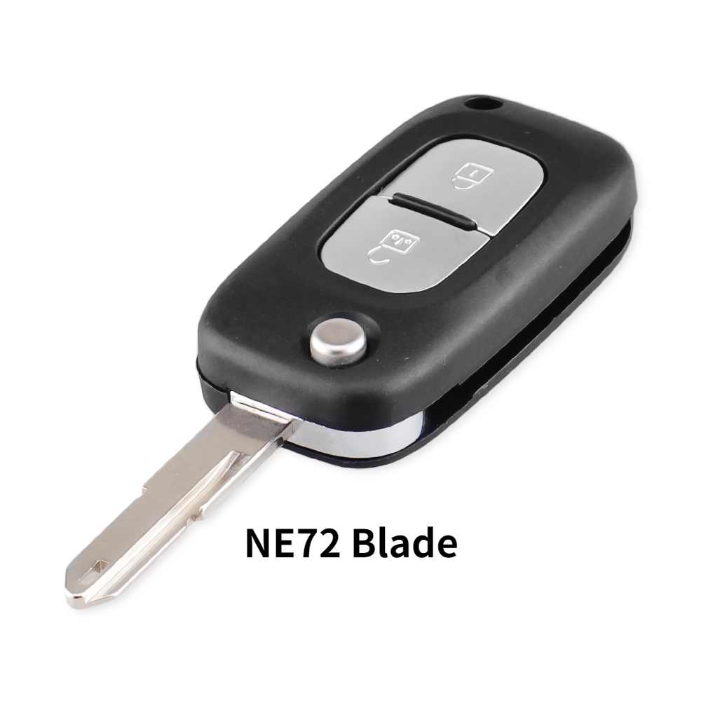 Keyyou 2/3 knapper filp bil fjernbetjening nøglecase shell til renault fluence clio megane kangoo modus auto nøgle med  ne73/va2 blade: 2 knapper  ne72