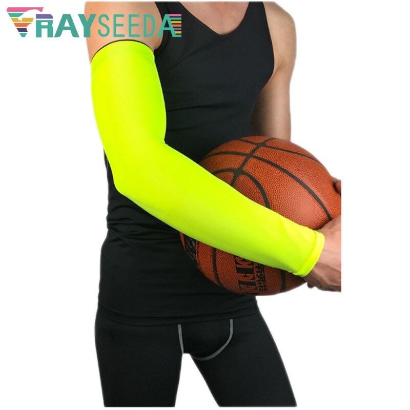 Rayseeda High Elastic Basketball Sports Arm Warmers Anti-Slip Breathable Silicone Running Arm Sleeves Volleyball Arms Protection