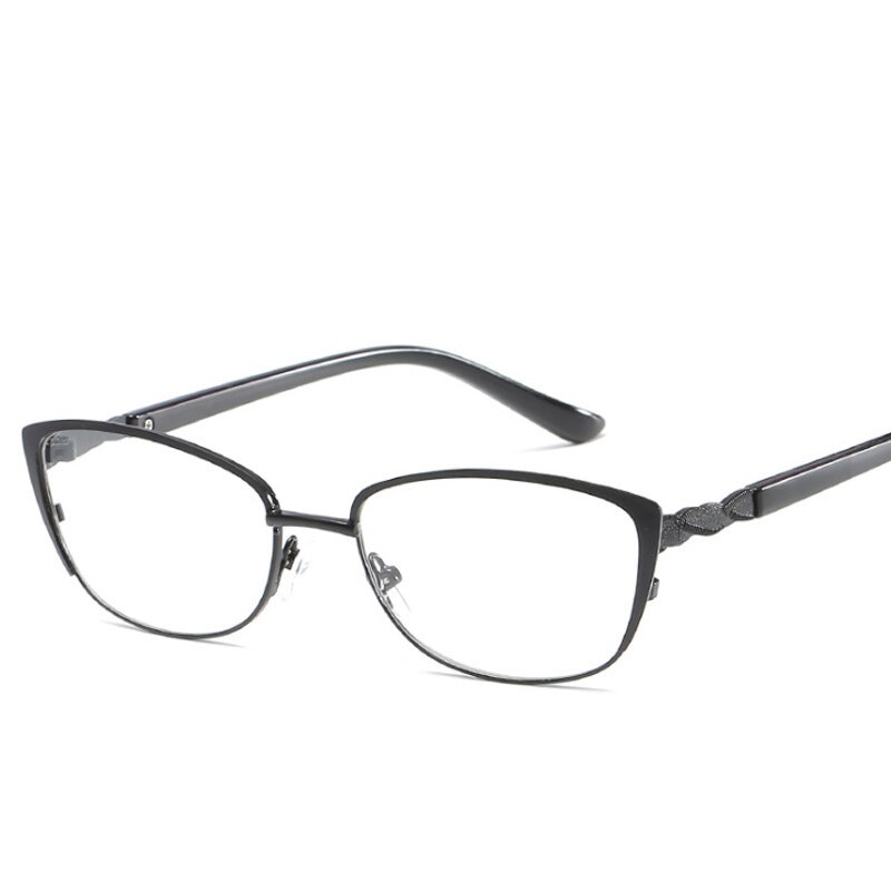 Leesbril met metalen montuur en kattenoog, sterkte  +1.0 +1.5 +2.0 +2.5 to +4.0 brillen voor vrouwen en mannen met hyperopie: +400 / Zwart