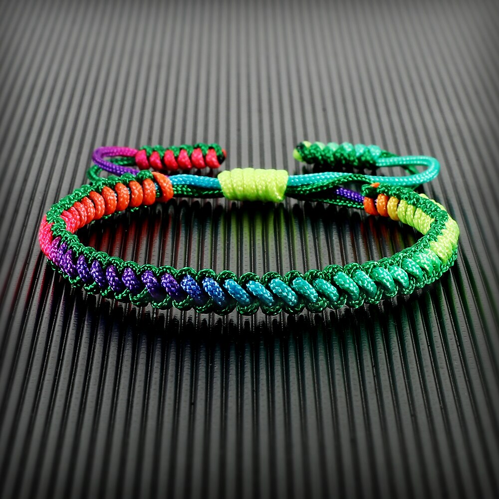 16 Colors Rainbow Rope Braided Tibetan Bracelet Colorful Handmade Knots Thread Adjustable Bangle Women Men Unisex Buddha Jewelry