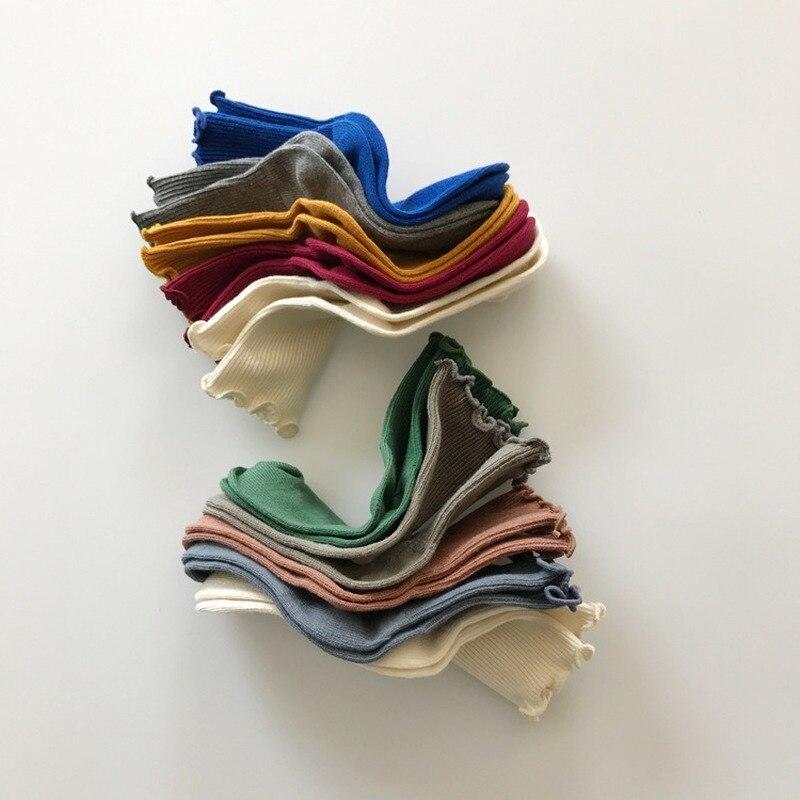 Newborn Infant Baby Solid Color Floor Socks Kids Toddlers Girls Soft Cotton Ruffle Princess Ankle Socks Children Accessories