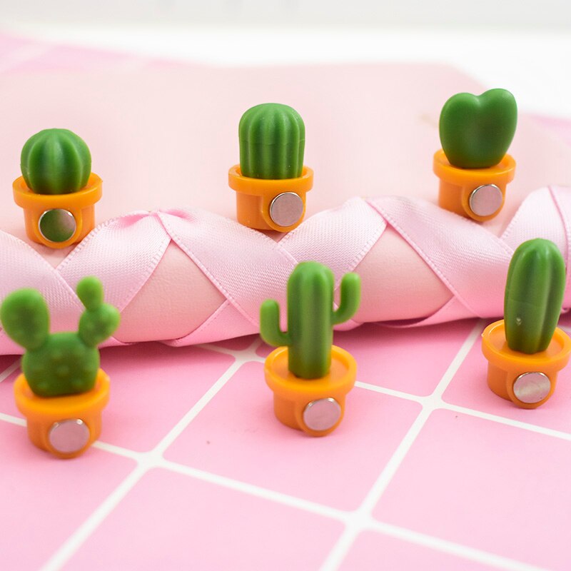 6pcs/set Top1 Fridge Magnet Cute Cactus Fridge Magnets Small Cactus Succulent Plant Refrigerator Decorations Message Sticker