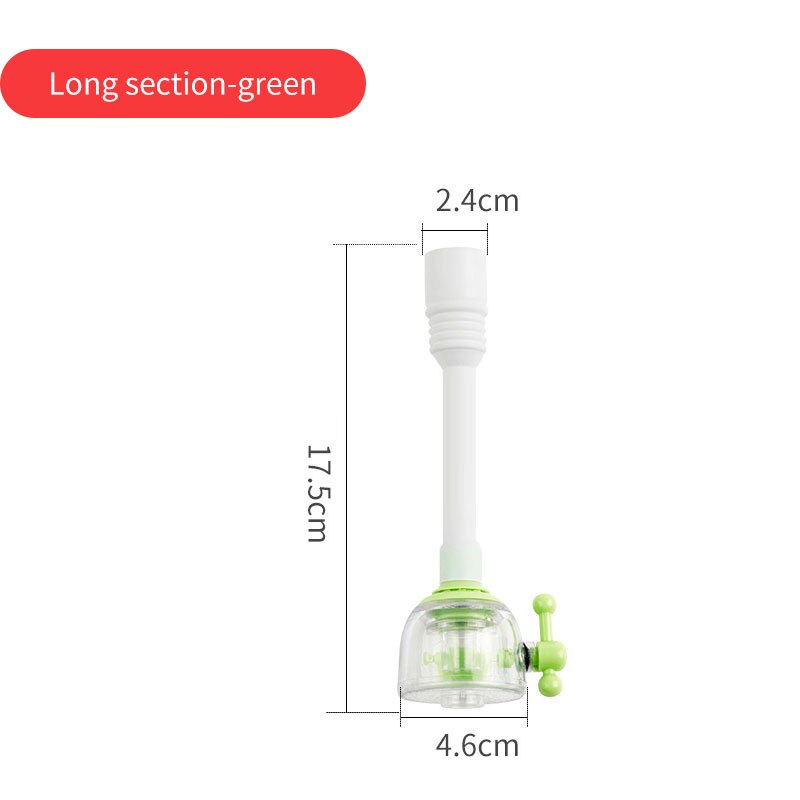 360 Degree Swivel Kitchen Faucet Tubs Bathroom Water Saver Tool Hand Washing Faucet Extender Rotating Faucet Aerator: green-long