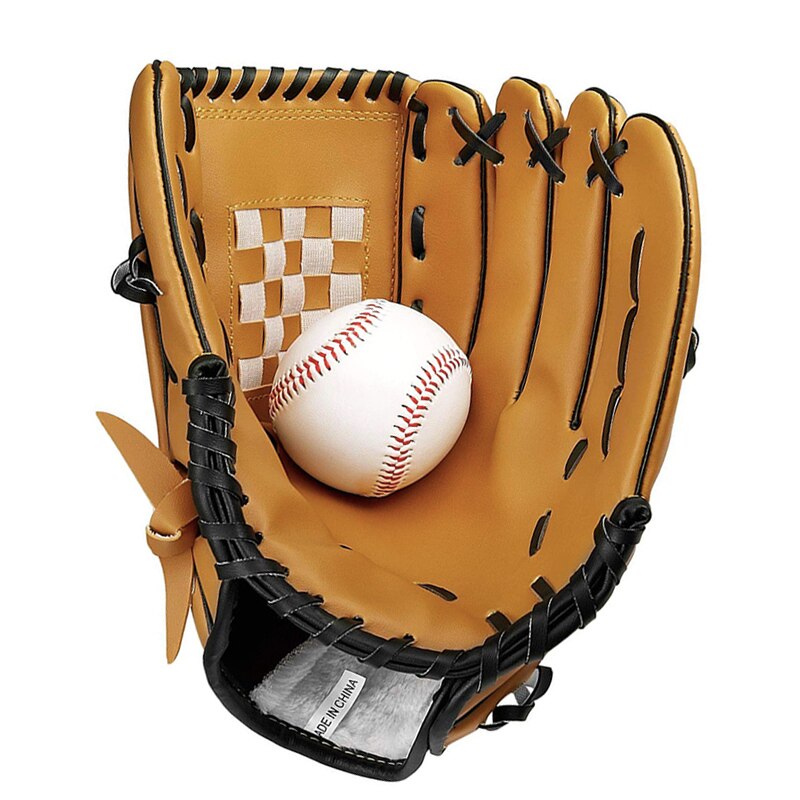 Left Hand Baseball Glove With Baseball Ball Leather Baseball Set For Match Training Kids Women Man Outdoor Sports E: 11.5 Inches