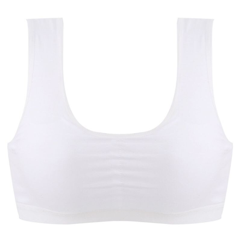 Puberdade meninas adolescentes esportes sem fio underwear fino copo cor sólida com nervuras malha sutiã de algodão cinta larga sem costura bralette 8-16 t: W
