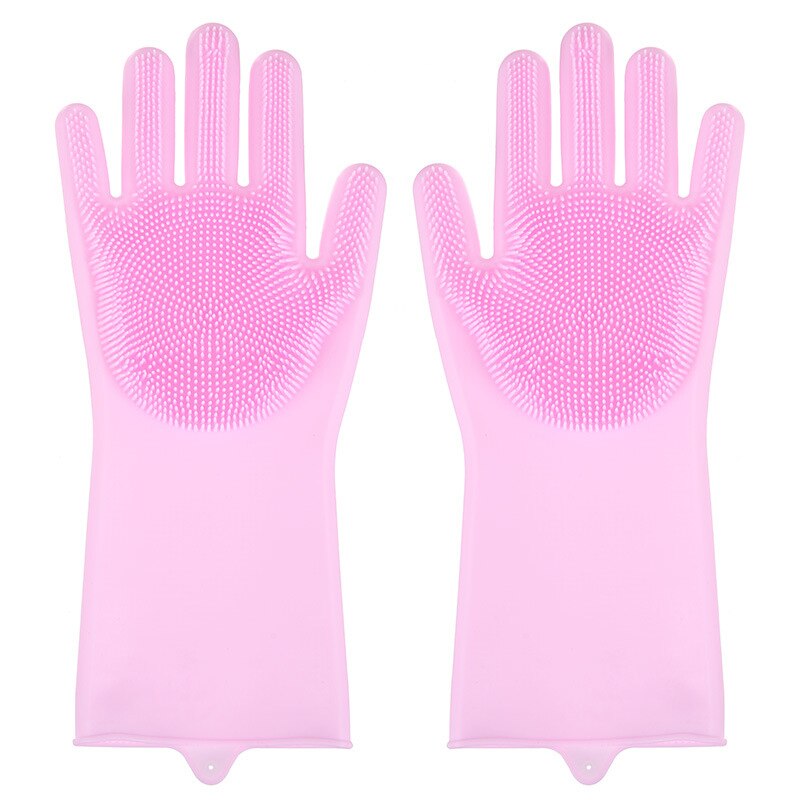 Guantes de silicona para limpieza de cocina, goma para lavar platos, guantes de herramientas, utensilios de cocina, 1 par: Pink A