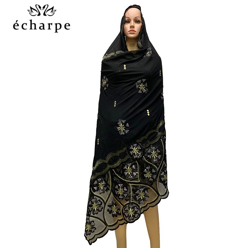 Chiffon Sjaal Afrikaanse Vrouwen Hijab Sjaal, Borduren Chiffon Sjaal Big Size Sjaal Voor Sjaals EC986: EC986-12