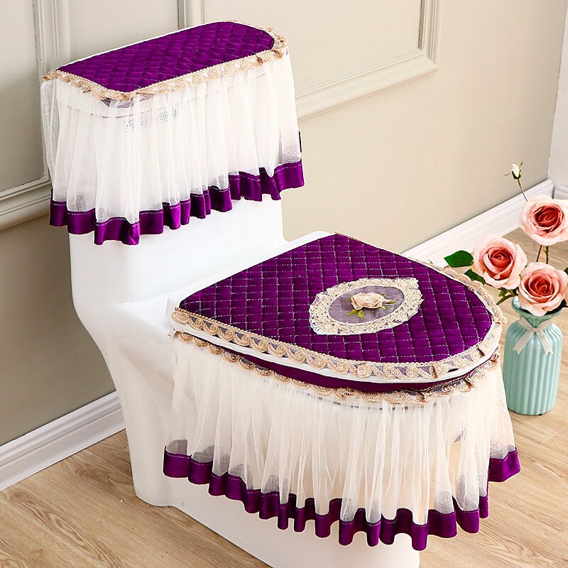 3 Teile/satz Wc Sitz Ring Wc Pad Verdickt Warme Wc Europäischen hoch-Klasse Wc Sitz Abdeckung einstellen: Stil B-Violett