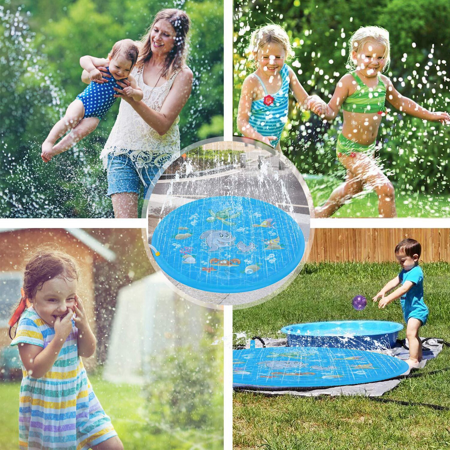 Tapis gonflable de jeu d'éclaboussure de modèle Animal de coussin d'éclaboussure de 68 pouces pour des jouets extérieurs d'arroseur d'eau de piscine de partie d'enfants