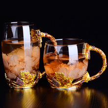 Nyhed emalje kaffekop krus blomst te glas kopper til og kolde drikke mælke legering håndtag kopper og krus
