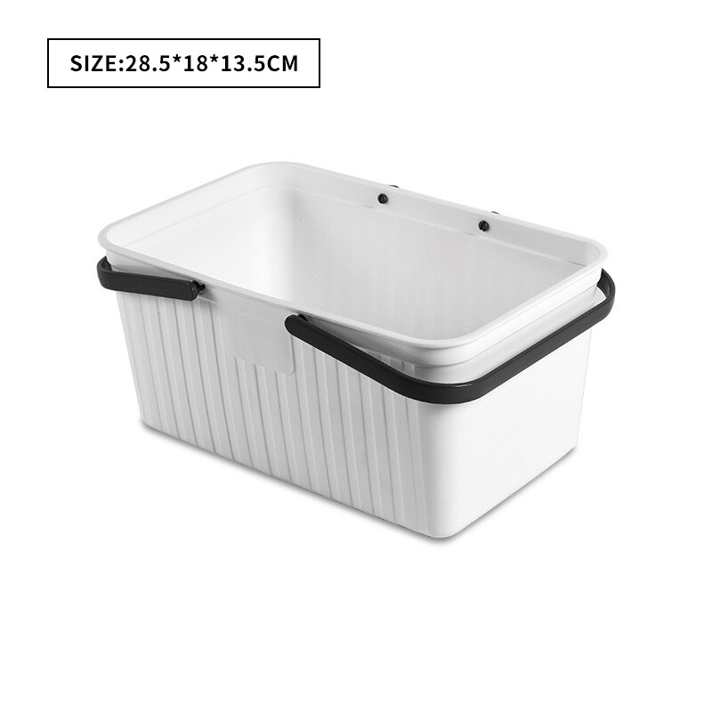 Bærbare badekurvespand med håndtag og huller plastopbevaringskurv til håndsæbe til kropsvask shampoo balsam: Hvid