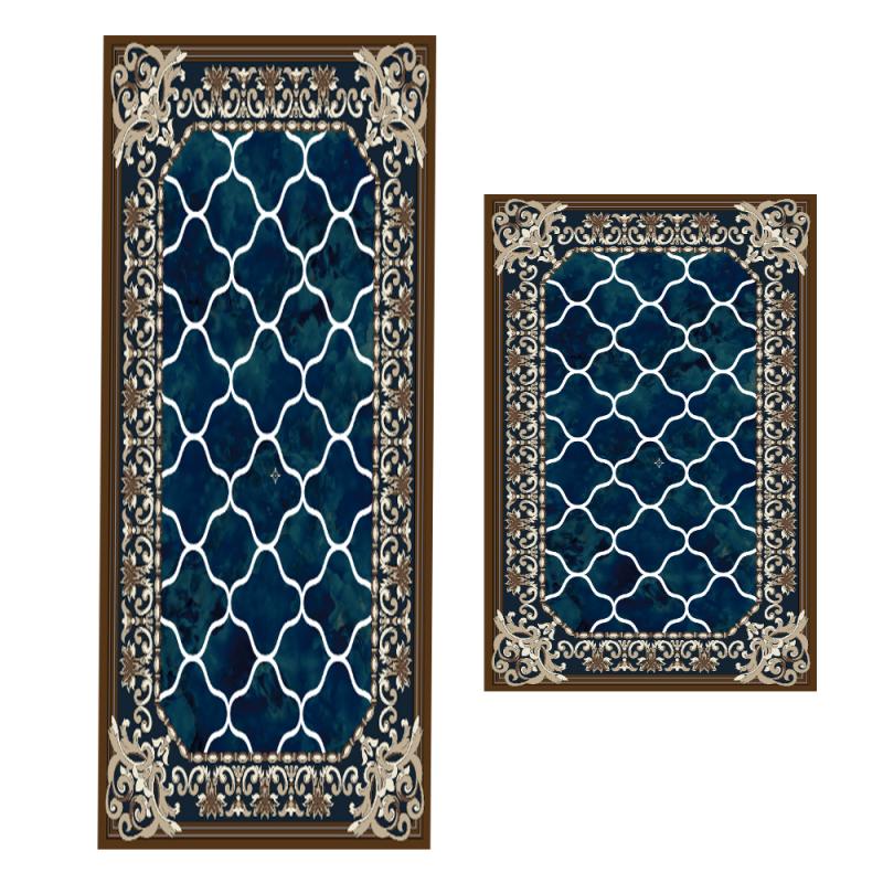 Retro geometrisk mønster badeværelse toiletdør lang strimmel af vandabsorberende anti-skrid måtte tæppe gulvmåtte