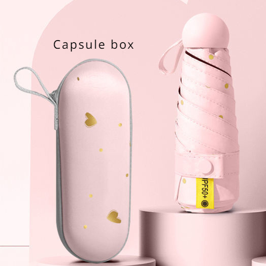 Guarda-chuva portátil mini cinco dobras guarda-chuva estudante cápsula sol e chuva dupla utilização feminino proteção solar e guarda-sol: Branco