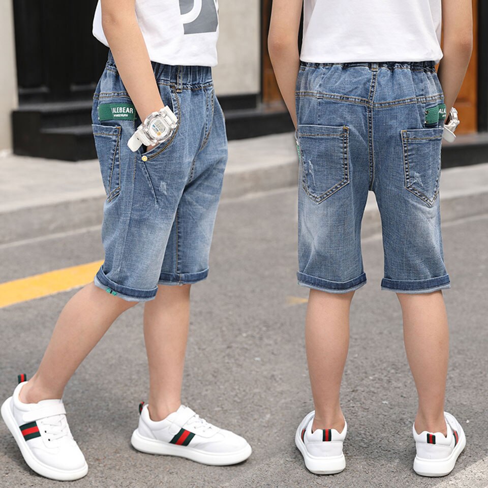 Baby drengeshorts jeans sommer afslappet tynd shorts til 4 5 6 7 8 9 10 11 12 13 14 mellemstort barn børn denim shorts drengetøj
