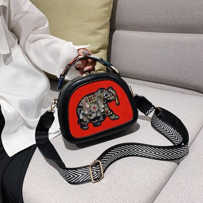 Cuoio dell'unità di elaborazione di Borsette Borse Donne Eleghant Disegno Del Ricamo Borse A Spalla Moda Femminile Che Borda il Sacchetto di Crossbody di Alta Qualità MM50045: rosso