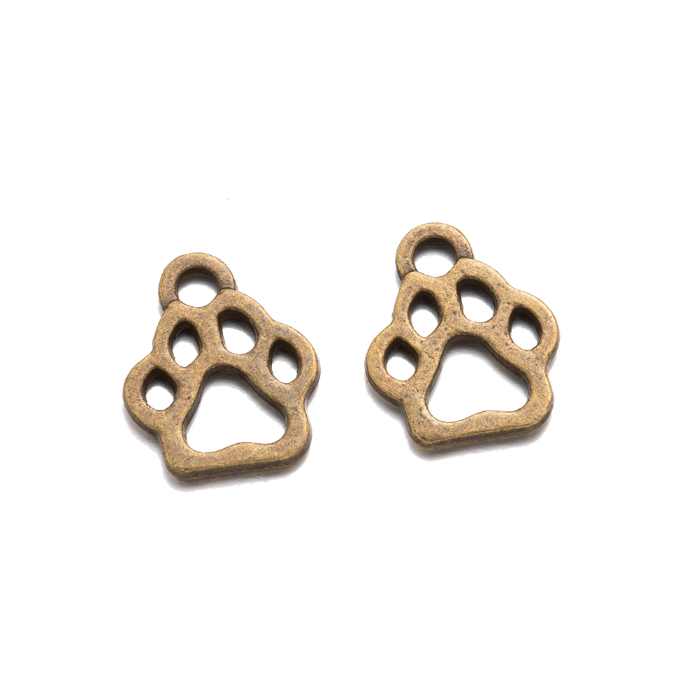 50 Stks/partij Dier Kat Hond Paw Print Holle Hanger Voor Diy Handgemaakte Armbanden Kettingen Sieraden Maken Accessoires Handwerk Bedels: Licht Geel Goud Kleur