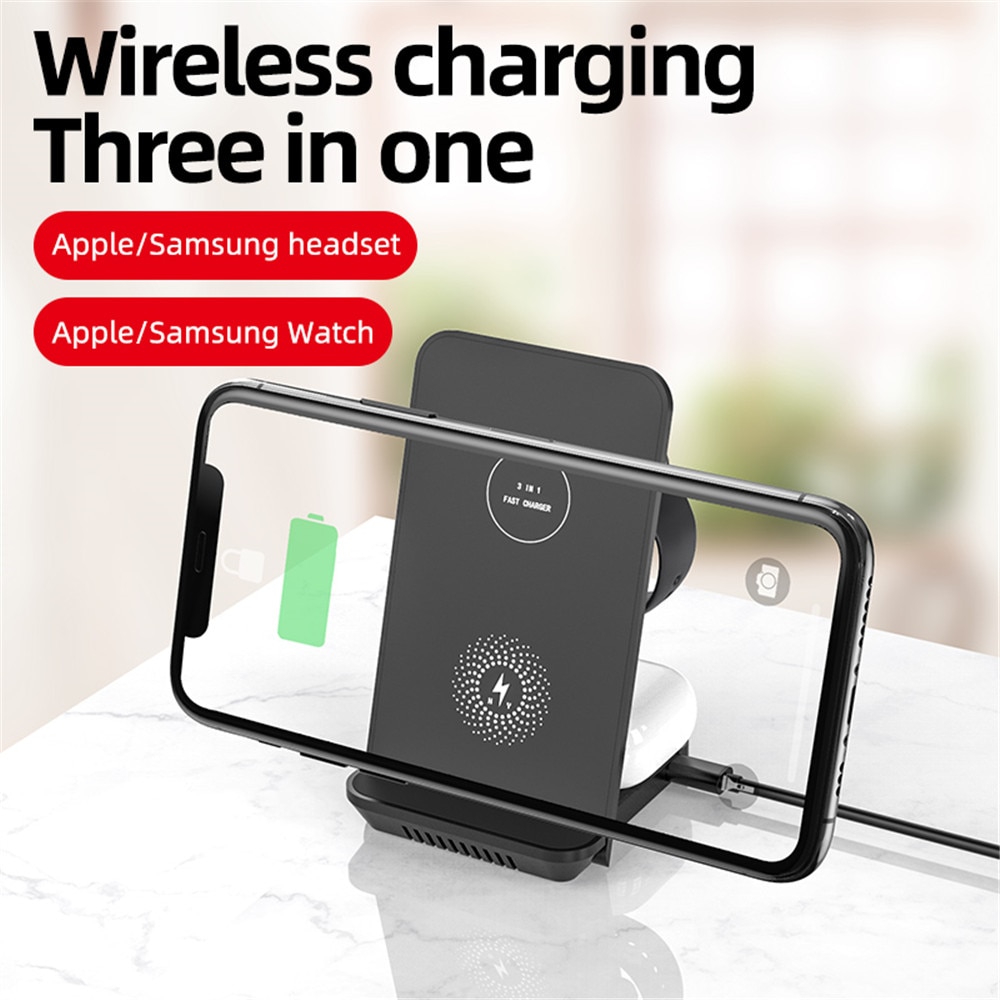 3-in-1 Wireless Charger 15W - for iPhone, Apple Watch, AirPods Pro - Type C