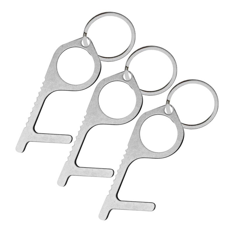 Convenient Portable Alloy Press Elevator Tool Hygiene Hand Brass EDC Door Opener No-Touch Open Door Tool Handle Key Ring 3: Y3