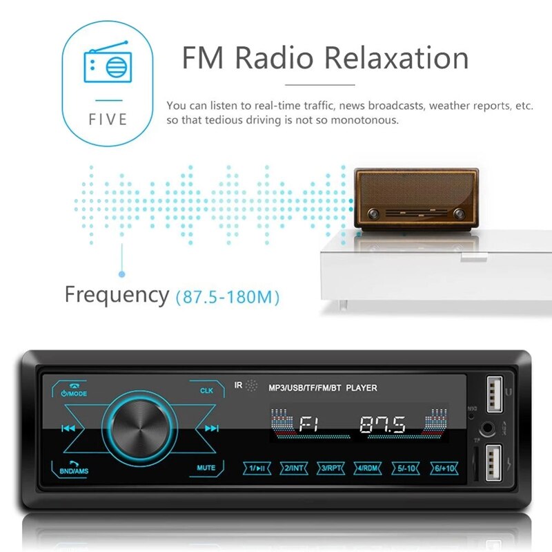 12V Car Radio Audio USB AUX FM Bluetooth 7 Colors Auto Stereo USB MP3 Multimedia Player