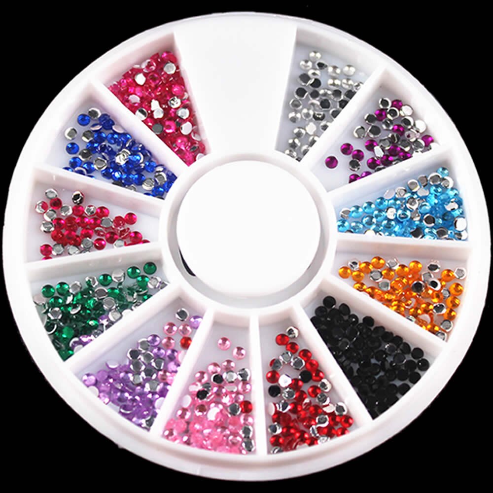 1 pièces délicat ornement ongles strass 2mm acrylique Nail Art strass décoration pour UV Gel téléphone portable bricolage ongles NR66: 1