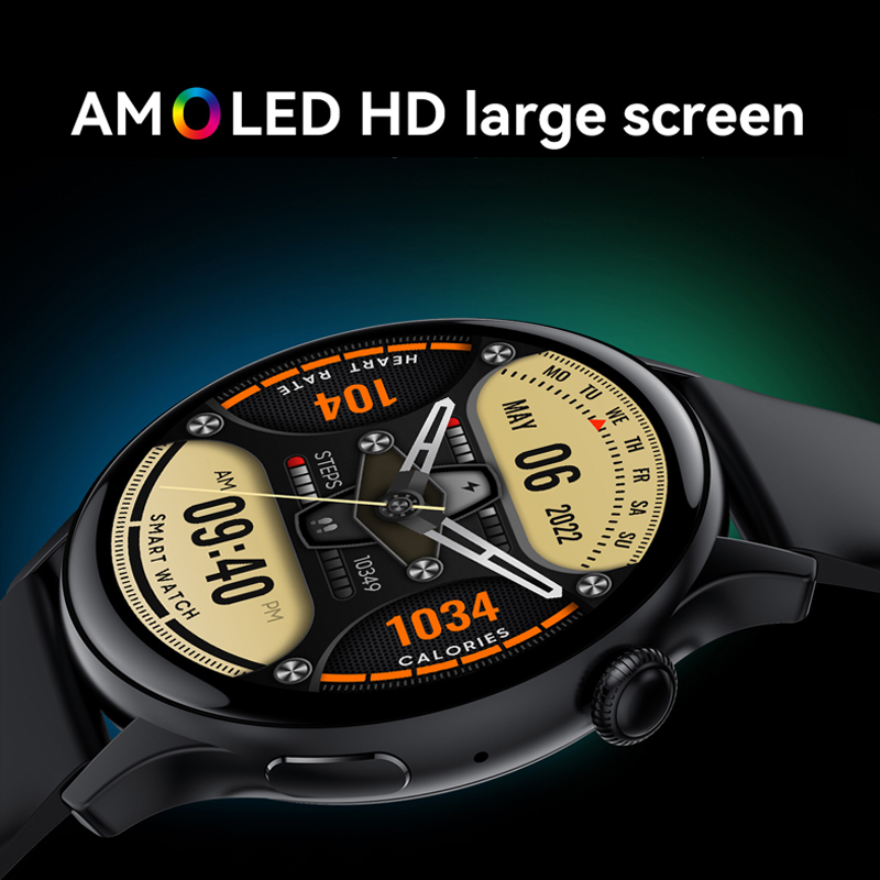 Nowy smartwatch 2025 z ekranem prawdziwy AMOLED HD, monitorowaniem zdrowia kobiet, sterowaniem głosowym AI, połączeniami Bluetooth, kompatybilny z Androidem i iOS.