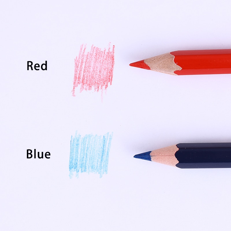 10 stk / sæt blå rød dobbeltfarve specialblyanter fuld rød markør blyant sekskantet træ blyant skolekontorartikler