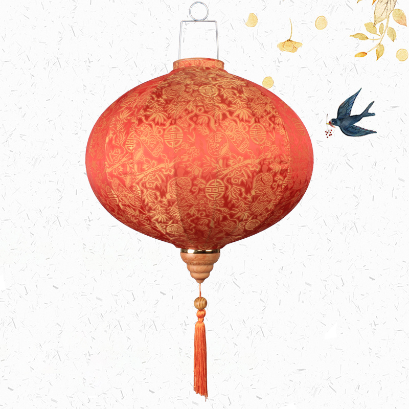 Year Lantern Party Wedding Ancient Lantern Vietnam Diamond Pattern Silk Cloth Round Lantern Retro Decoration: 6 / 12inch