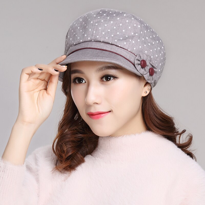 Gorro Visore de para mujer, gorra Coreana de ocio para estudiantes, Boina para otoño y primavera, novedad de: Gris