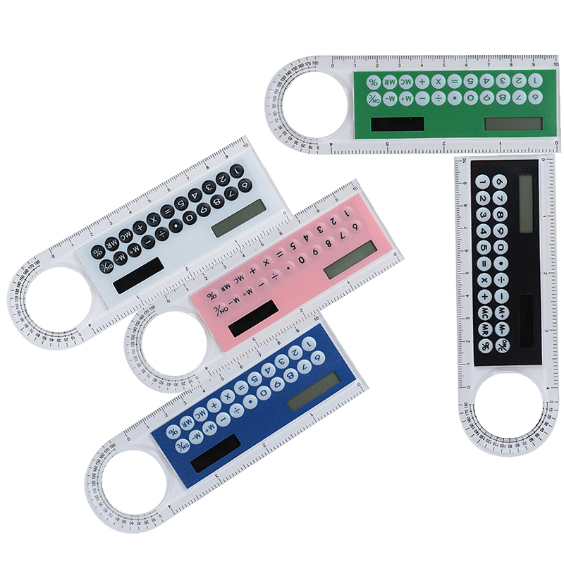 Mini-calculadora cartão de 10cm, energia solar, criativo, com régua multifuncional, material de escritório e escola, 1 peça