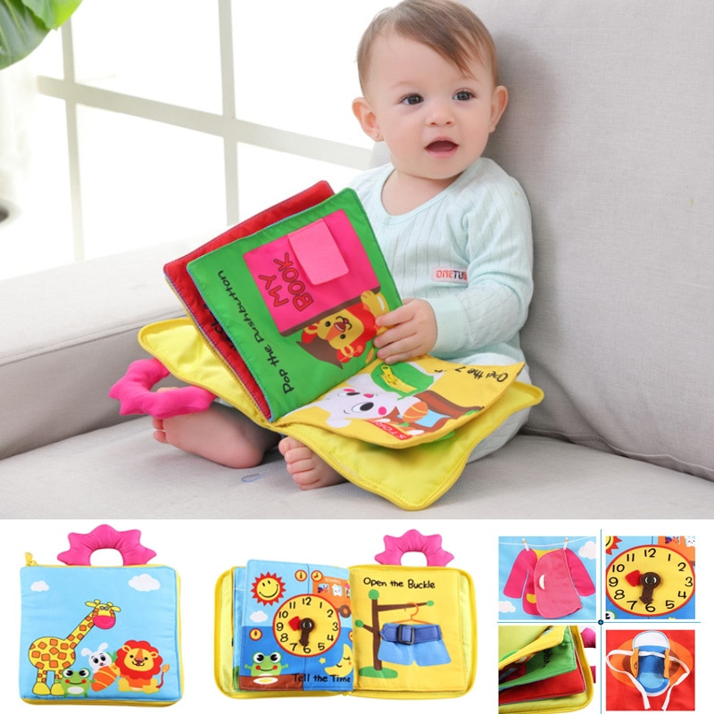 12 pagine giocattoli educativi per bambini neonati caldi bambini sviluppo precoce libri di stoffa cartone animato apprendimento degli animali libri di attività spiegabili