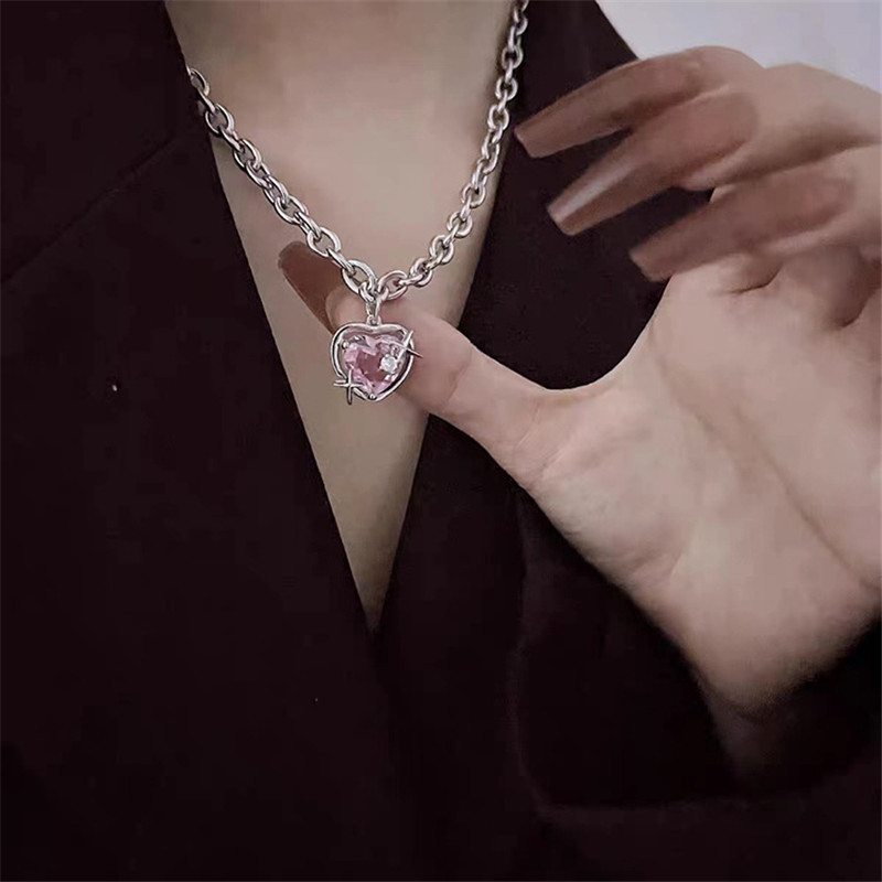 Gouden Kleur Hart Hanger Ketting Voor Vrouwen Trend Meisjes Sleutelbeen Ketting Sieraden Feestelijke: Blauw Zink