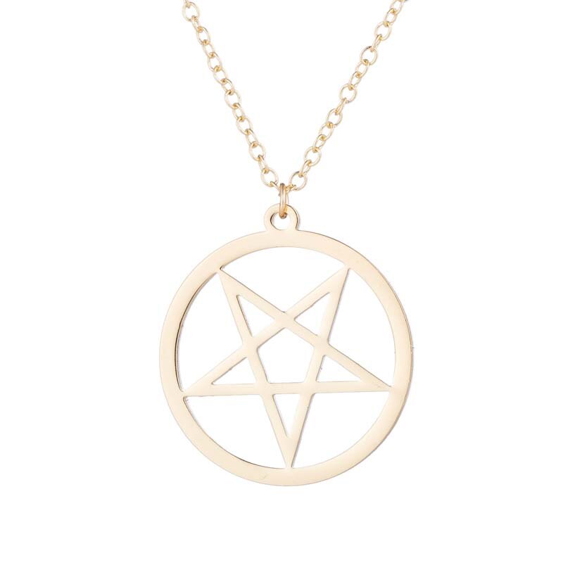 Stainless Steel Pentagram Steampunk Satan Fork Necklaces Hidden Devil Chokers Jewelry for Women Men Vintage Hero Symbol: 613g