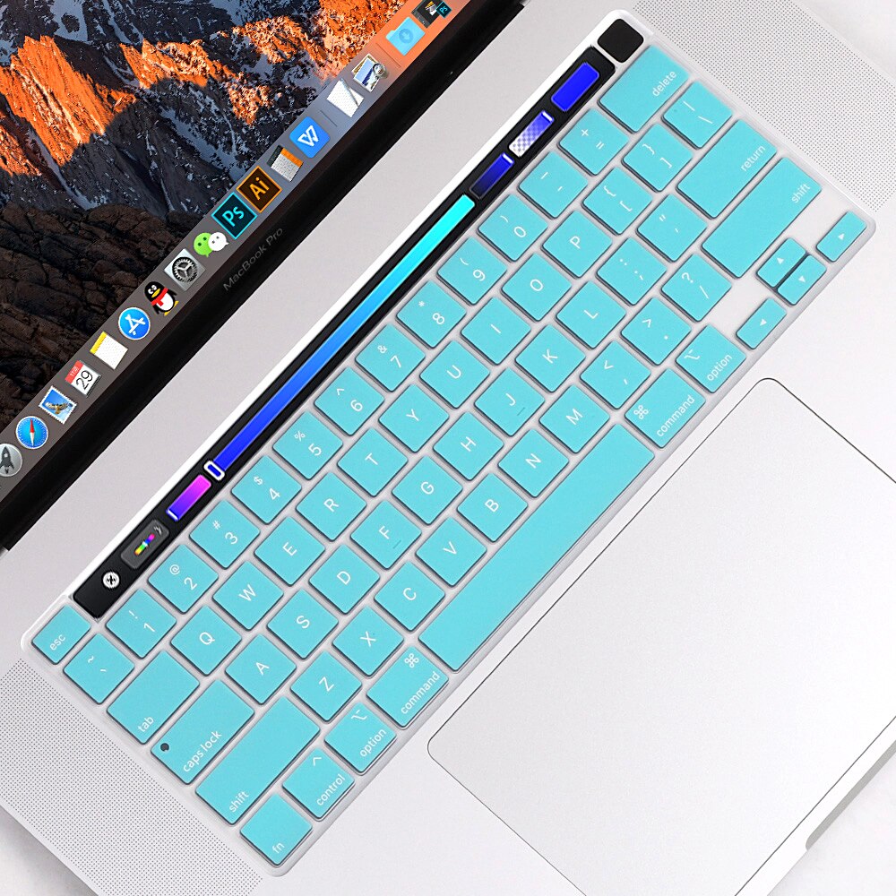 Gradient Farbe Tastatur Abdeckung für MacBook Profi 13 zoll Modell A2289 mit berühren Bar & berühren Ich würde Tastatur Haut Film Schutz: Minze Grün