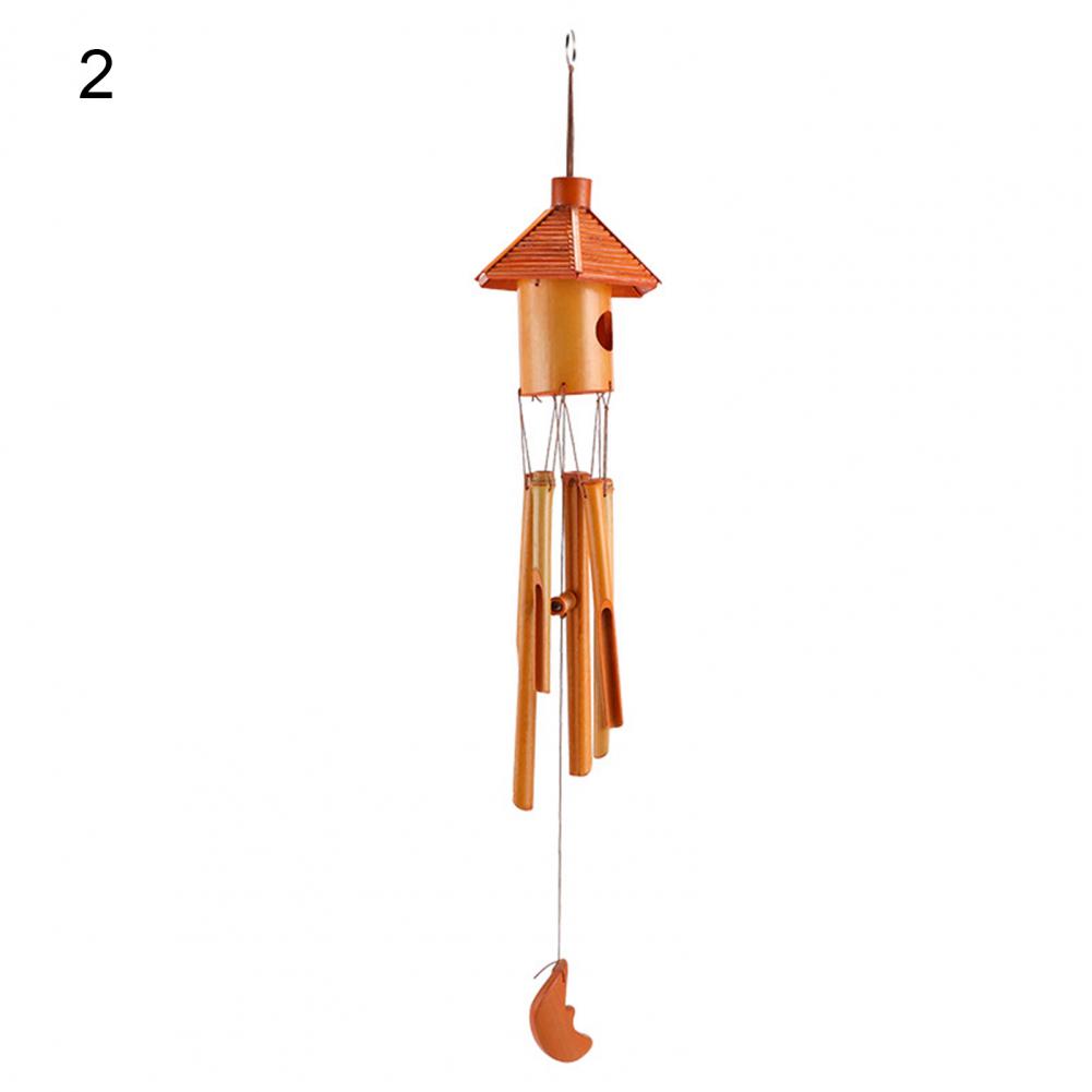 Wind Chime Bird Nest Pavilion Shape Hanging Bamboo Lightweight Decoration Windchime for Home: 2