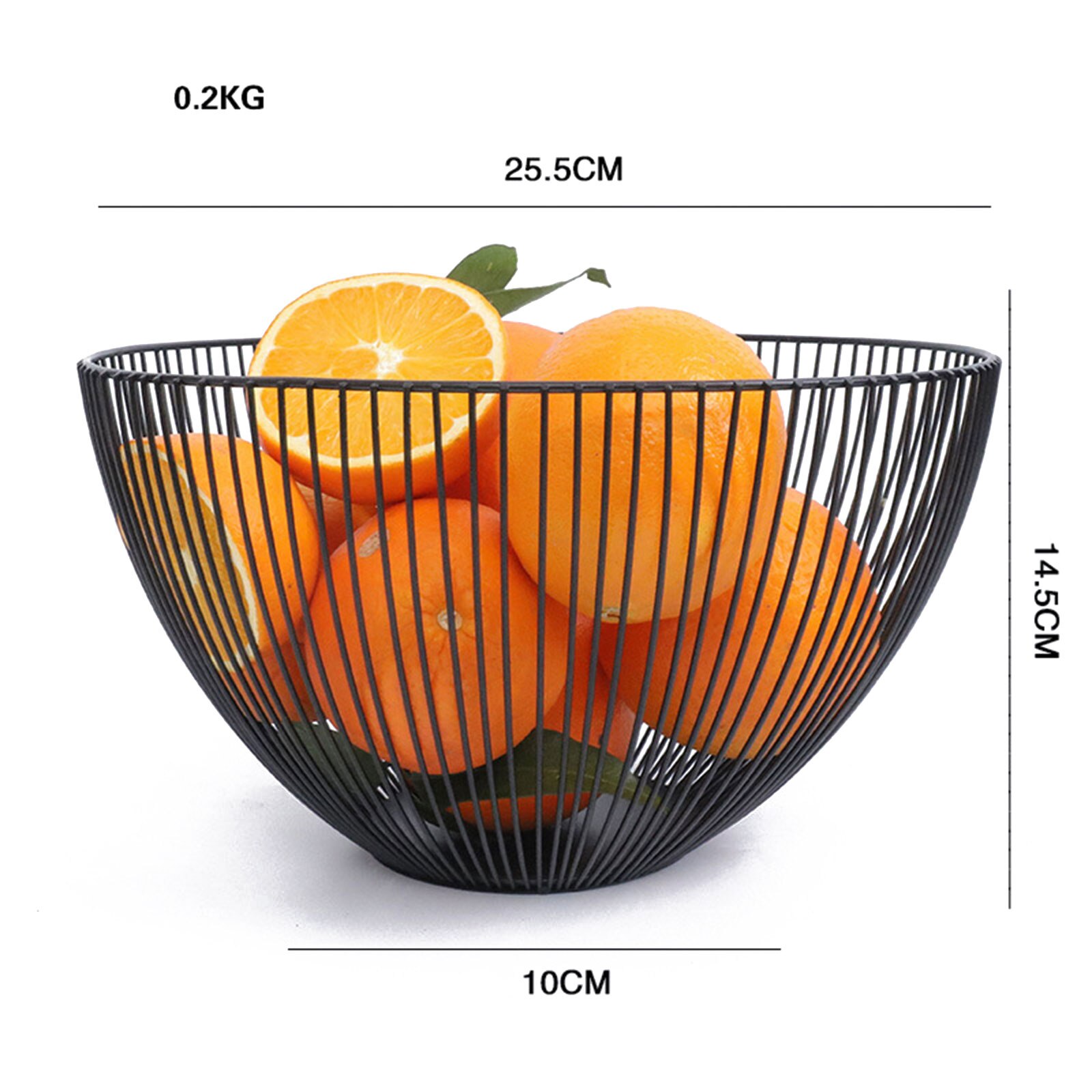 Metal Wire Fruit Bowl, Geometric Shaped Storage Basket for Vegetables Bread Snacks (Black)