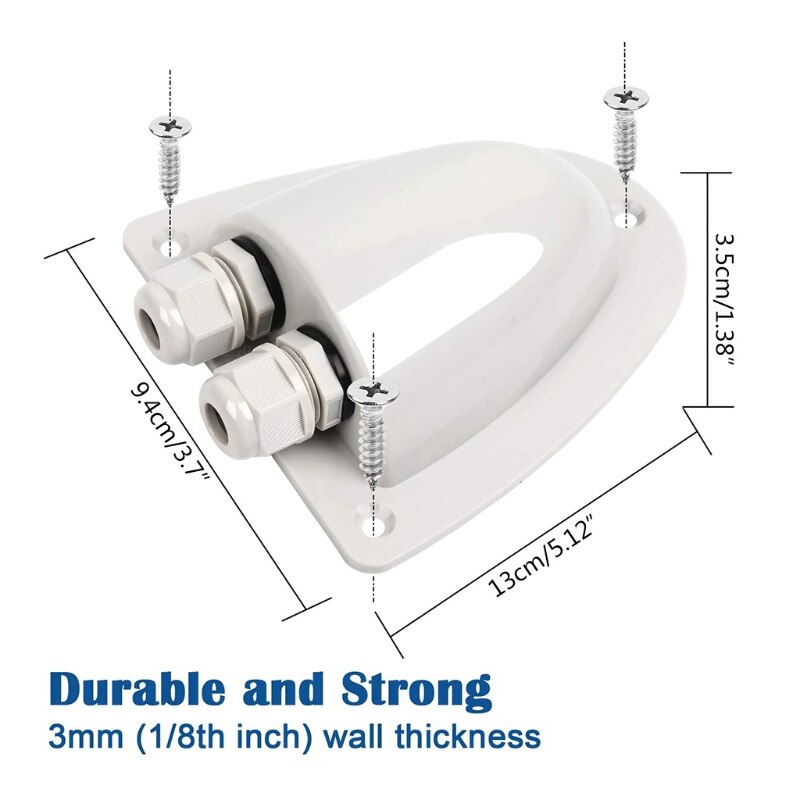 1 Pc White Waterproof Solar Cable Entry Gland Weather Resistant Two Entry Housing for Panels Caravan Marine Boat Cabin